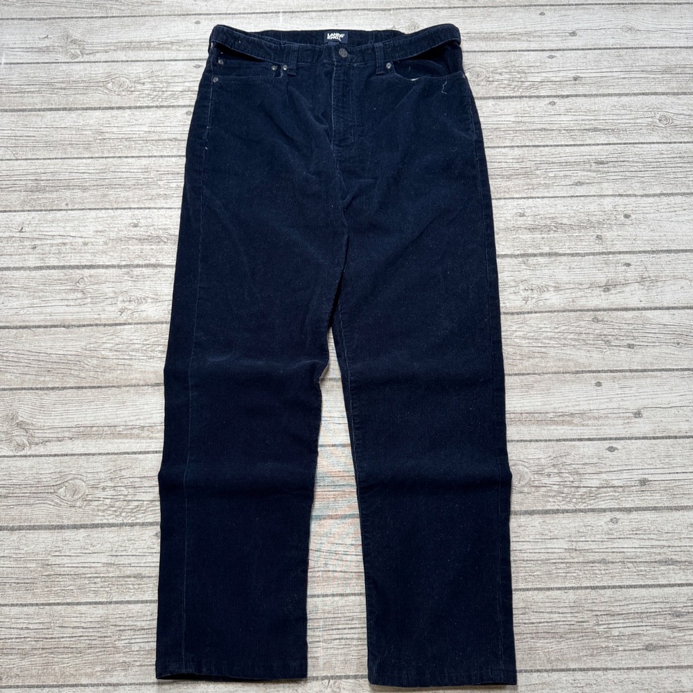 Lands End Pants Men's 34x30 Navy Blue Corduroy Straight Leg Relaxed Fit Mid Rise